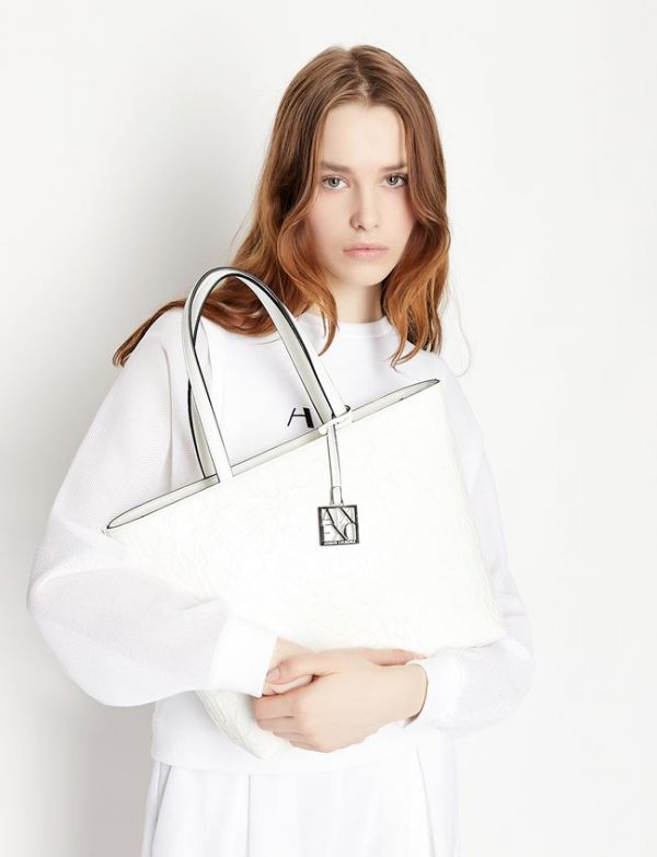 ARMANI EXCHANGE – Borsa Donna Shopper con Logo All-Over Impresso