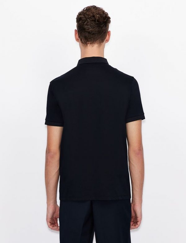 ARMANI EXCHANGE – Polo Uomo in Cotone con Scritta Logo Blu / Bianco