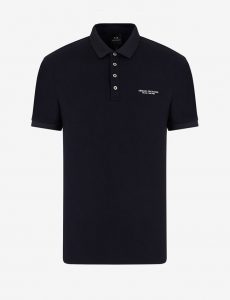 ARMANI EXCHANGE – Polo Uomo in Cotone con Scritta Logo Blu / Bianco