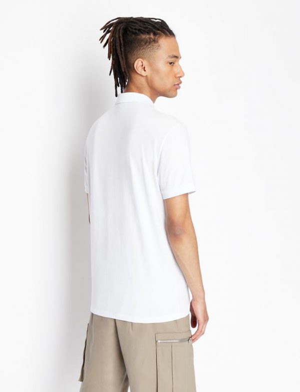 ARMANI EXCHANGE – Polo Uomo in Cotone con Scritta Logo Blu / Bianco