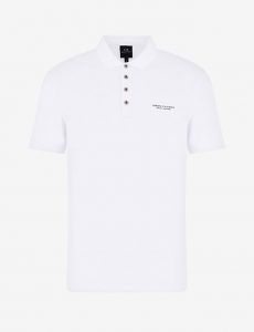 ARMANI EXCHANGE – Polo Uomo in Cotone con Scritta Logo Blu / Bianco