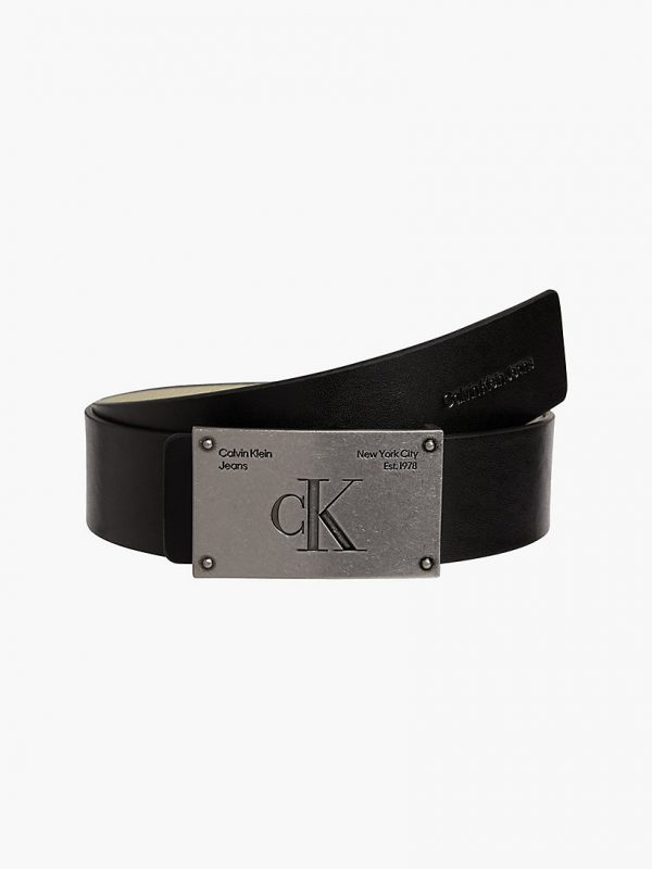 CALVIN KLEIN – Cintura con Placca in Pelle Double-Face