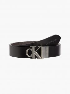 CALVIN KLEIN – Cintura con Monogramma in Pelle Double-Face