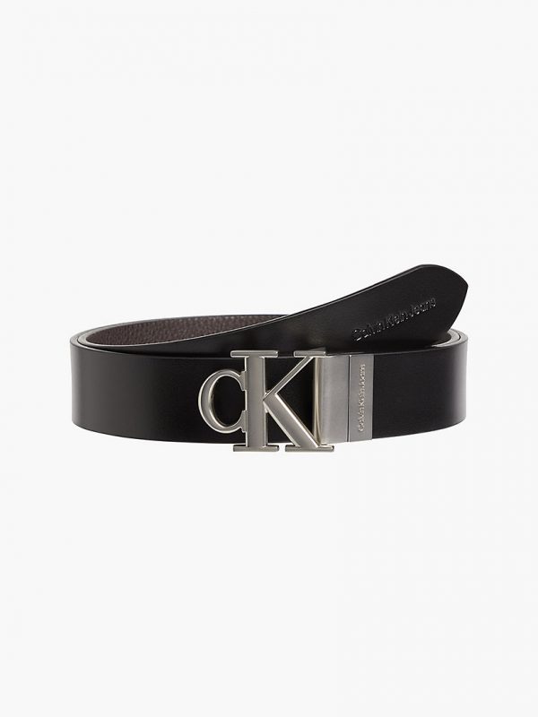 CALVIN KLEIN – Cintura con Monogramma in Pelle Double-Face