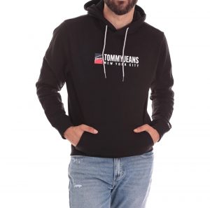 TOMMY HILFIGER – Felpa UOMO CON CAPPUCCIO E LOGO STAMPATO