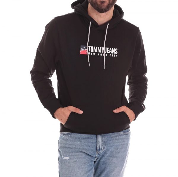 TOMMY HILFIGER – Felpa UOMO CON CAPPUCCIO E LOGO STAMPATO