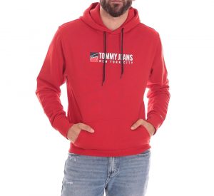 TOMMY HILFIGER – Felpa UOMO CON CAPPUCCIO E LOGO STAMPATO