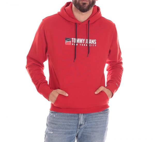 TOMMY HILFIGER – Felpa UOMO CON CAPPUCCIO E LOGO STAMPATO