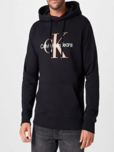 CALVIN KLEIN  – Felpa Con Cappuccio E Monogramma In Cotone Biologico