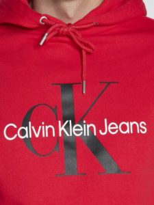 CALVIN KLEIN  – Felpa Con Cappuccio E Monogramma In Cotone Biologico