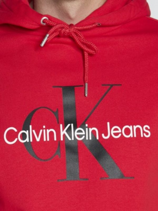 CALVIN KLEIN  – Felpa Con Cappuccio E Monogramma In Cotone Biologico