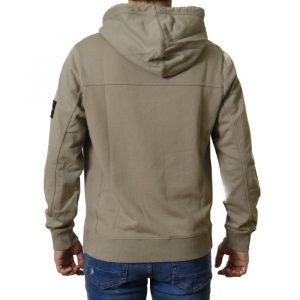 CALVIN KLEIN – Felpa con cappuccio con badge in cotone organico Beige