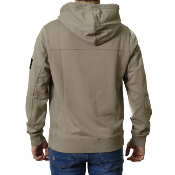 CALVIN KLEIN – Felpa con cappuccio con badge in cotone organico Beige