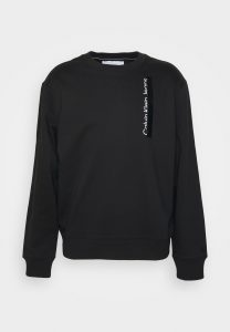 CALVIN KLEIN – Felpa GIROCOLLO CON LOGO STAMPATO VERTICALE DAVANTI
