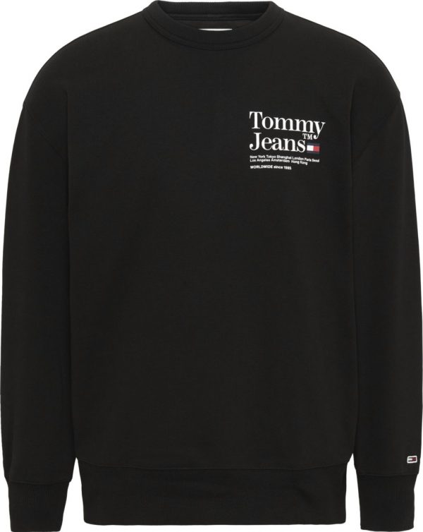 TOMMY HILFIGER – FELPA GIROCOLLO CON LOGO Nera