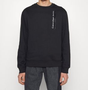 CALVIN KLEIN – Felpa GIROCOLLO CON LOGO STAMPATO VERTICALE DAVANTI