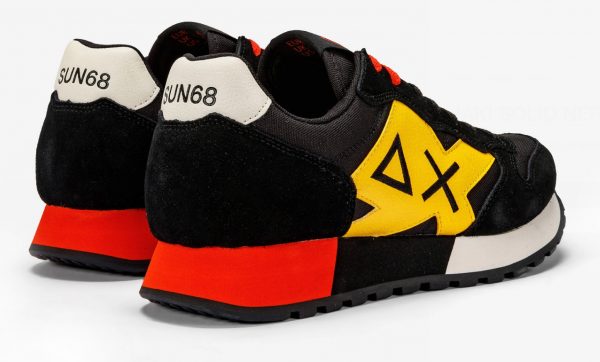 SUN68 – Scarpe Uomo Jaki Solid Nero con Giallo e Arancio