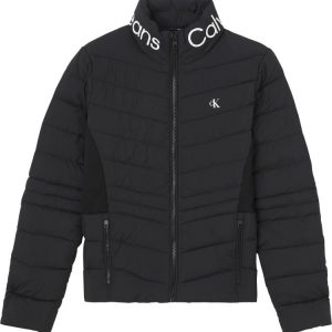 CALVIN KLEIN –  Giacca Imbottita Donna Nero Logo Colletto Lw