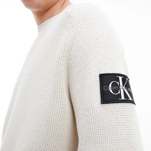 CALVIN KLEIN – Maglione Con Stemma In Cotone Pettinato