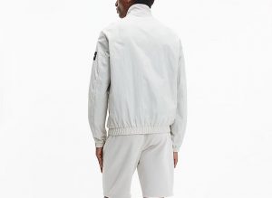 CALVIN KLEIN – Giacca Con Zip Integrale In Nylon Riciclato Beige