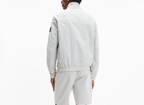 CALVIN KLEIN – Giacca Con Zip Integrale In Nylon Riciclato Beige