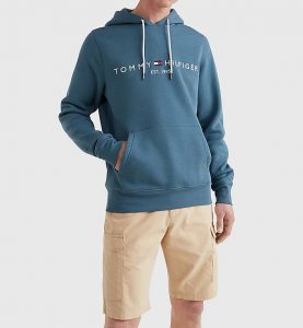 TOMMY HILFIGER – Felpa IN TESSUTO FLEX CON CAPPUCCIO E LOGO