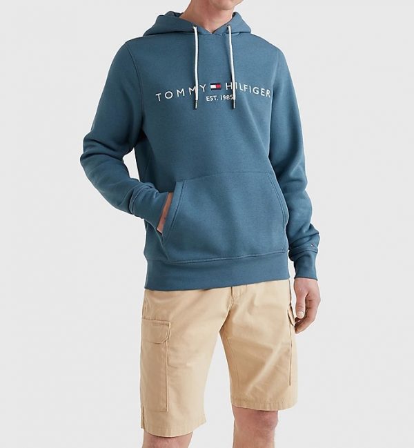 TOMMY HILFIGER – Felpa IN TESSUTO FLEX CON CAPPUCCIO E LOGO
