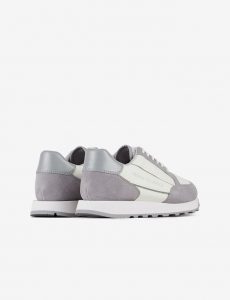 ARMANI EXCHANGE-SCARPE UOMO in suede con inserti in mesh Bianco
