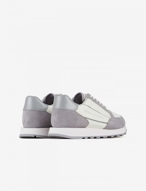 ARMANI EXCHANGE-SCARPE UOMO in suede con inserti in mesh Bianco