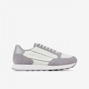 ARMANI EXCHANGE-SCARPE UOMO in suede con inserti in mesh Bianco