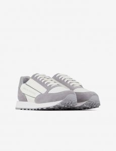 ARMANI EXCHANGE-SCARPE UOMO in suede con inserti in mesh Bianco