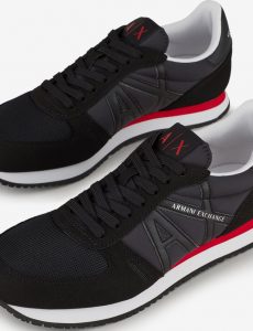 Armani Exchange – Sneaker con inserti in micro-suede, nylon, mesh Nero