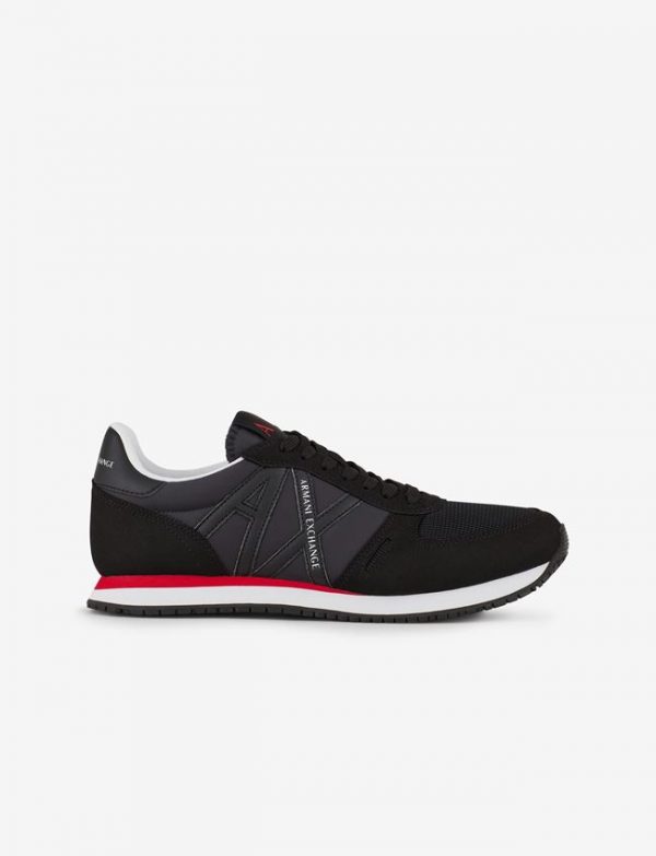 Armani Exchange – Sneaker con inserti in micro-suede, nylon, mesh Nero