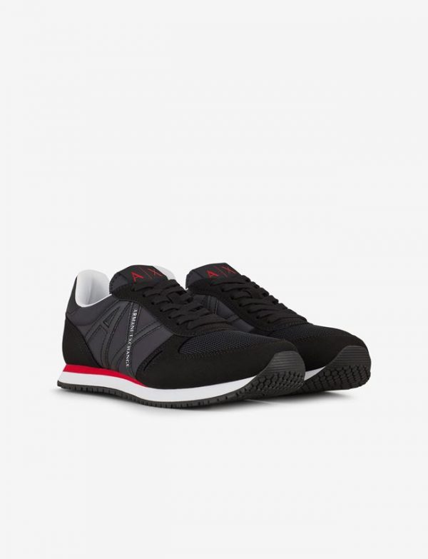 Armani Exchange – Sneaker con inserti in micro-suede, nylon, mesh Nero