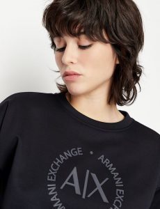 ARMANI EXCHANGE – Felpa Donna Girocollo in Misto Viscosa Nero