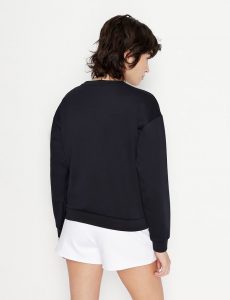 ARMANI EXCHANGE – Felpa Donna Girocollo in Misto Viscosa Nero