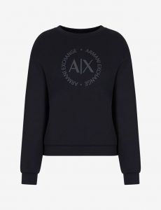 ARMANI EXCHANGE – Felpa Donna Girocollo in Misto Viscosa Nero
