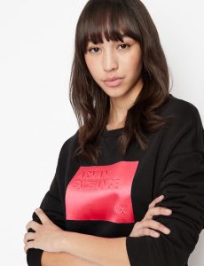 ARMANI EXCHANGE – Felpa Donna Brand Logo e Polsini Elasticizzati