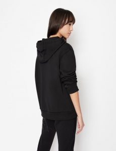 ARMANI EXCHANGE – Felpa Donna con Cappuccio a Tinta Unita e Brand Logo Nero