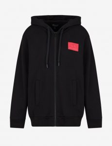 ARMANI EXCHANGE – Felpa Donna con Cappuccio a Tinta Unita e Brand Logo Nero