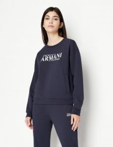 ARMANI EXCHANGE – Felpa Donna Collo Tondo Verde – Blu