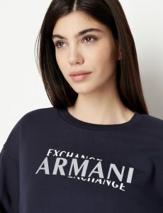 ARMANI EXCHANGE – Felpa Donna Collo Tondo Verde – Blu