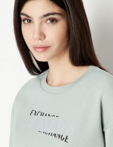 ARMANI EXCHANGE – Felpa Donna Collo Tondo Verde – Blu