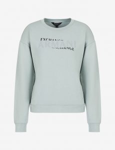 ARMANI EXCHANGE – Felpa Donna Collo Tondo Verde – Blu