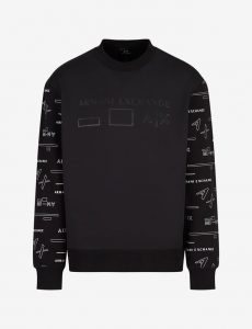 ARMANI EXCHANGE – Felpa Uomo in Jersey con Maniche Logate Nero