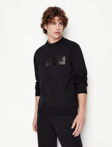 ARMANI EXCHANGE – Felpa Girocollo in Misto Cotone Organico Nero