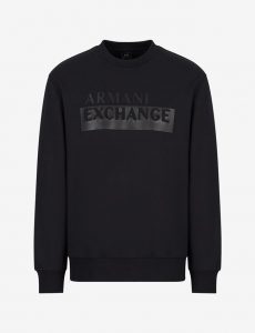 ARMANI EXCHANGE – Felpa Girocollo in Misto Cotone Organico Nero