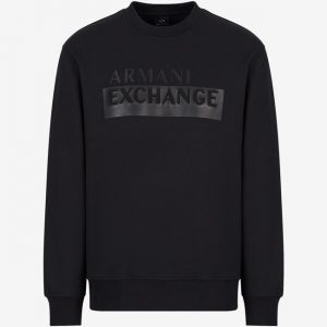 ARMANI EXCHANGE – Felpa Girocollo in Misto Cotone Organico Nero