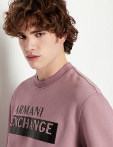 ARMANI EXCHANGE – Felpa Girocollo in Misto Cotone Organico Rosa