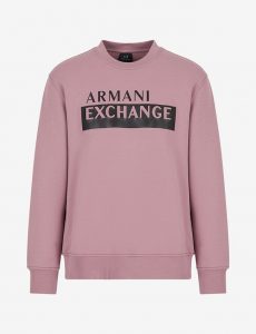 ARMANI EXCHANGE – Felpa Girocollo in Misto Cotone Organico Rosa
